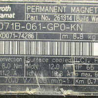 Rexroth MKD071B-061-GP0-KN Servo Motor Permanent Magnet Motor 3/4" Shaft Dia
