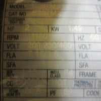 Century EPlus 3 Phase Motor E207M2 2 HP 1180 RPM 184T 11/8" Shaft Dia