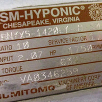 Sumitomo SMHyponic RNYXS1420LYJ110 Gear Reducer 10:1 Ratio, 2.07 HP Input