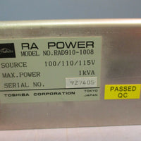 Toshiba RA Power Supply RAD910-1008 100/110/115V Used