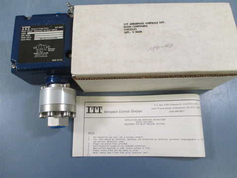 ITT Neo-Dyn 100PV48D3 Adjustable Air Relay Switch - New