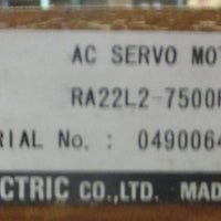 Velconic RA22L27500R AC Servo Motor Toei Electric 11/2" Shaft Dia NOS