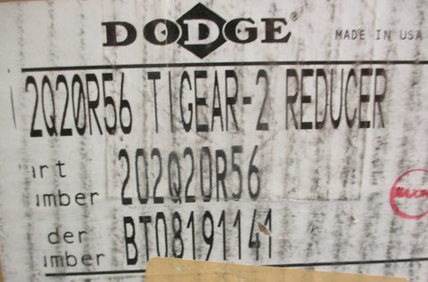 Dodge 202Q20R56 Gear Reducer 20:1 Ratio 1.37 Input HP 1" Shaft Dia