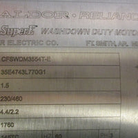 Baldor CFSWDM3554TE Stainless Steel Washdown Duty Motor 1.5HP 7/8" Shaft Dia