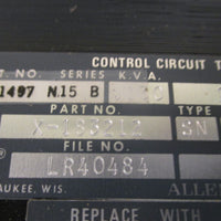 ALLEN BRADLEY CONTROL CIRCUIT TRANSFORMER 208V 60HZ 120V 60HZ SER. B 1497N15