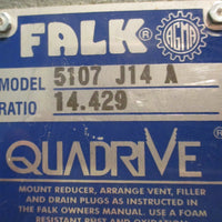 Falk 5107J14A Quadrive Shaft Mount Gear Reducer 14.429:1 5107-J14-A 7/8" Shaft D