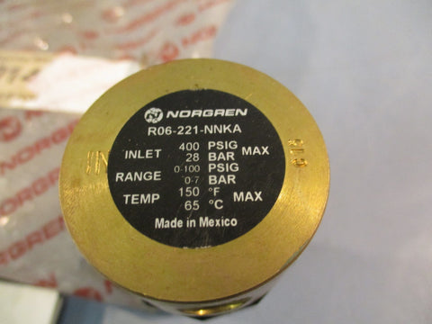 NORGREN Brass Pressure Reducing Valve R06221NNKA 400 PSIG MAX 28 BAR