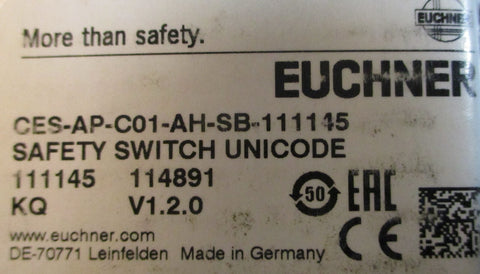 Euchner CESAPC01AHSB111145 Safety Switch 24VDC 50mA IP67