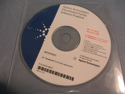 Agilent Technologies Chemstation Family G2070-60072 Rev. A.10.01 Software
