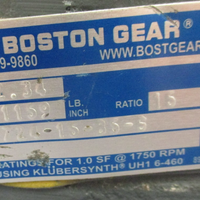 Boston Gear F72415B5G Gear Speed Reducer 15:1 Ratio 2.34HP 11/8" Shaft Dia