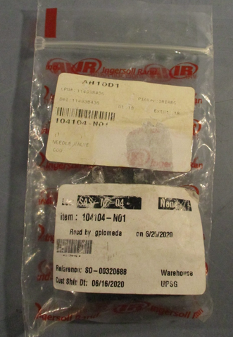 INGERSOLL RAND 104104-N01, 1/8 INCH NEEDLE VALVE, FLOW ADJUSTMENT