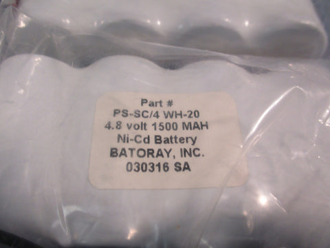 Lot of (4) Ni-Cd Battery PS-SC/4 WH-20 4.8V 1500 MAH Lithonia Emergency Lights