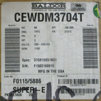 Baldor Reliance CEWDM3704T 3HP Washdown Duty Motor 37G815S519G1 13/8" Shaft Dia