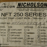 Nicholson NFT250 1/2" Float Trap NFT 250 Series 250 psi 450 Deg F Max Cast Iron
