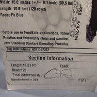 Intralox 2400 Ser Radius Flush Grid Acetal Blue Belt 16" Wide 10ft Length 378539