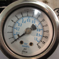 Lot of (2) ENFM 7RW132C0K301KG Pressure Gauge 711411/21/8 015 PSI/BAR