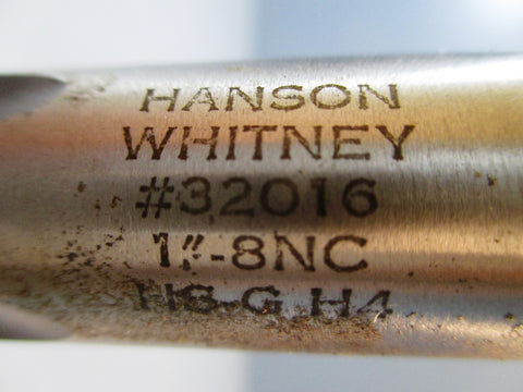 Hanson Whitney Precision High Speed Ground Hand Tap, 1"8 NC, HSG, H4, #32016