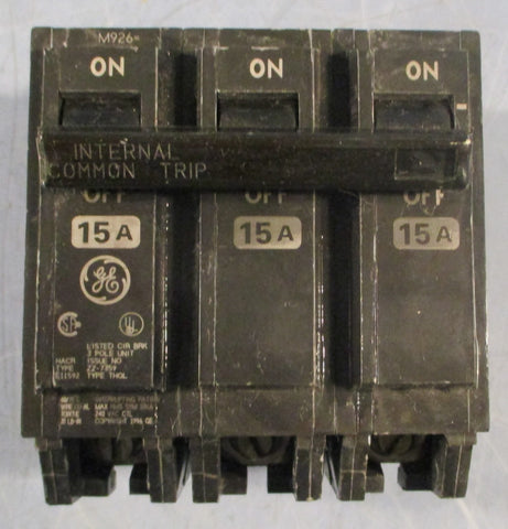 General Electric GE 3 Pole 15A Circuit Breaker 240VAC ZZ7359 2Pos