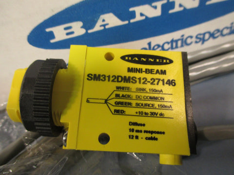 Banner 27146 MiniBeam Photoelectric Diffuse Sensor SM312DMS1227146