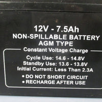 GRAINGER NonSpillable Sealed LeadAcid Battery 12V 7.5Ah 5EFG8