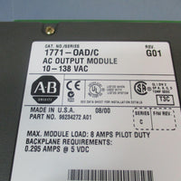 AllenBradley 1771OAD/C Rev. G01 Ser. C AC Output Module 10138 Vac