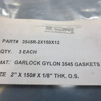 3 New TSP 3545R 3545R2X150X12 Garlock Gylon 3545 Gaskets 2" x 150 x 1/8" Thk os