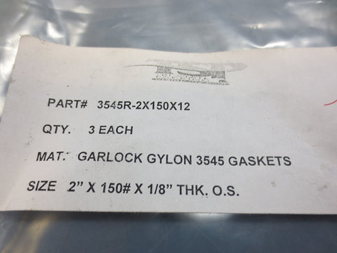 3 New TSP 3545R 3545R2X150X12 Garlock Gylon 3545 Gaskets 2" x 150 x 1/8" Thk os