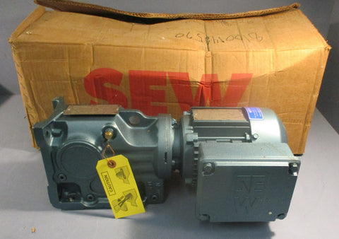 Sew Eurodrive K37DT71D4 Gearmotor DFT71D4 1700RPM 0.5HP 20.19:1 1" Shaft Dia NOS
