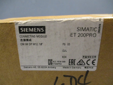 SIEMENS SIMATIC ET 200PRO CONNECTING MODULE 6ES7-194-4AD00-0AA0 SEALED