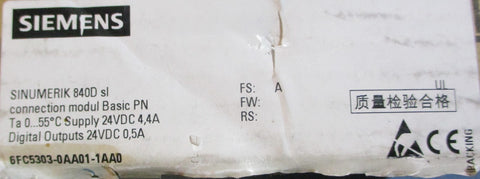 Siemens Sinumerik 840D sl 6FC53030AA011AA0 Connection Module Basic PN 24VDC