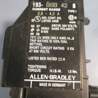 AllenBradley BiMetallic Overload Relay  193BSB 42