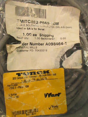 Turck Cable Solenoid Connector TC8S 2P66910M