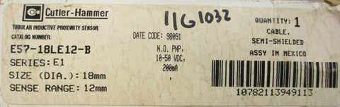 Eaton Cutler Hammer E5718LE12B Inductive Proximity Sensor 1050VDC 200mA
