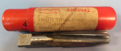 Cleveland Carbide Tipped Reamer: 0.6450"DIA, Tanged, #38365, 6 FL, USA