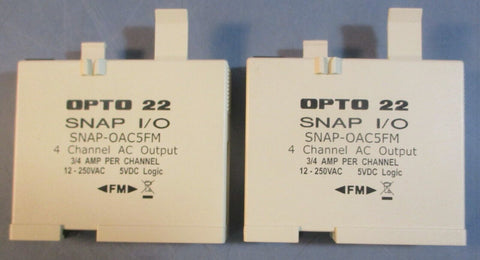 Opto 22 Snap I/O SNAP-OAC5FM 4 Channel AC Output Module 12-250VAC 5VDC Lot of 2