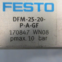 Festo DFM2520PAGF Guided Drive 25mm Piston Dia 10 bar Max 20mm Stroke