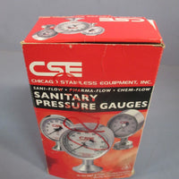 CSE SANITARY PRESSURE GAUGES  31/2" SANIFLOW 0100PSI 3POGFBTDRAGVI