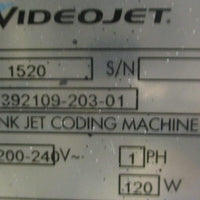 Videojet 1520 Ink Jet Coding Machine 392109-203-01 w/ Stand Sensor and Light