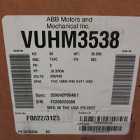 Baldor VUHM3538 Industrial Motor 0.5Hp/.37KW 1740 Rpm 3Ph 60Hz 56C TEFC 230/460V