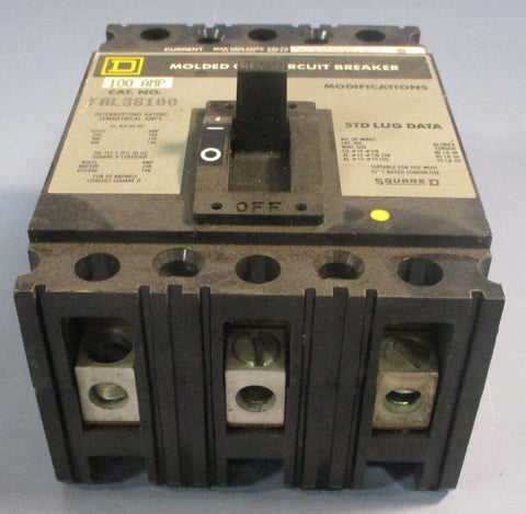 Square D FAL36100 Molded Case Circuit Breaker 100A 3 Pole 600VAC 250VDC