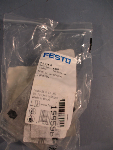 Festo V-3-1/4-B 6808 Direct Acting Round Valve, Stem Actuated Valve, 3/2 Way