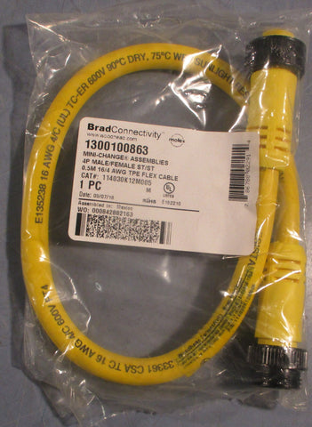 Molex 1300100863 Brad Connectivity Cordset 114030K12M005 0.5M Lot of 3