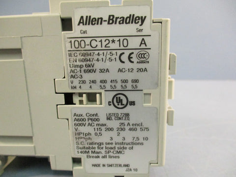 Allen Bradley 100-C12*10 Series A Contactor 32 AMP 600 VAC
