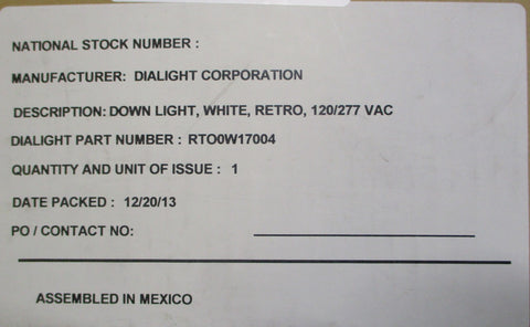 Dialight RTO0W17004 White Retro Obstruction Light 120/277 VAC RTO0W17004