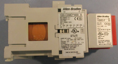 Allen Bradley 100SC09DJ404C Safety Contactor Ser A 600VAC 25A Lot of 2