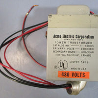 Acme T53005 Power Transformer 240/480V Primary, 120/240V Secondary 1PH, 100VA