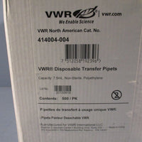 VWR 414004004 7.5mL Disposable Transfer Pipets  CONTENTS: 500 PIECES