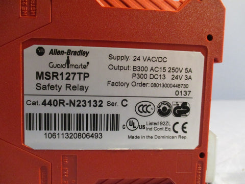 Allen Bradley MSR127TP Guardmaster Safety Relay Ser. C 24v-ac/dc 440R-N23132