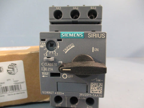Siemens 3RV2011-1AA10 SIRIUS Motor Protection Circuit Breaker