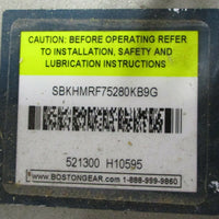 Boston Gear SBKHMRF75280KB9G 80:1 Gear Reducer w/ HMF34KB9B11 4:1